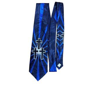 Christian Themed Handmade Fratello Tie With Blue Cross Design